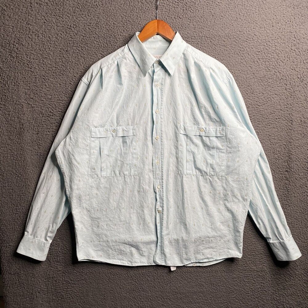 Canali Spread Collar Button Shirt Size 16/41 Double Pocket Made In Italy